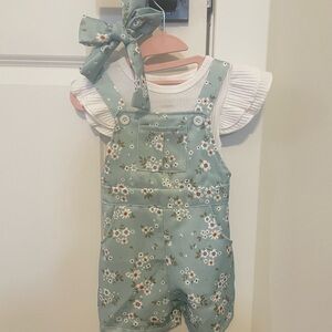 3 Piece Baby Romper Overalls with Headband